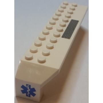 Arch 2 x 14 x 2 1/3 with Tread Plate on Top and EMT Star of Life on End Pattern Model Right Side (Stickers) - Set 7739 - Part - 30296pb03r - White - used - Qty:1