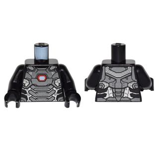 Torso Pearl Dark Gray and Silver Armor Plates with White and Red Reactor Pattern / Black Arms / Black Hands - Part - 973pb2272c01 - Black - used - Qty:1
