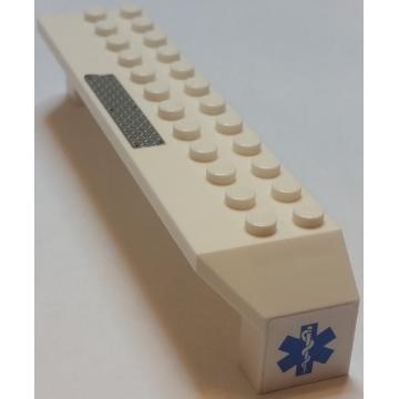 Arch 2 x 14 x 2 1/3 with Tread Plate on Top and Blue EMT Star of Life on End Pattern Model Left Side (Stickers) - Set 7739 - Part - 30296pb03l - White - used - Qty:1