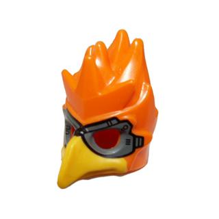 Minifigure Headgear Mask Bird (Phoenix) with Yellow Beak and Dark Bluish Gray Goggles Pattern - Part - 16656pb05 - Orange - new - Qty:1