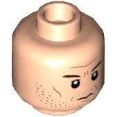 Minifigure Head Beard Stubble Reddish Brown Eyebrows Cheek Lines Pattern - Part - 3626pb2927 - Light Nougat - used - Qty:1