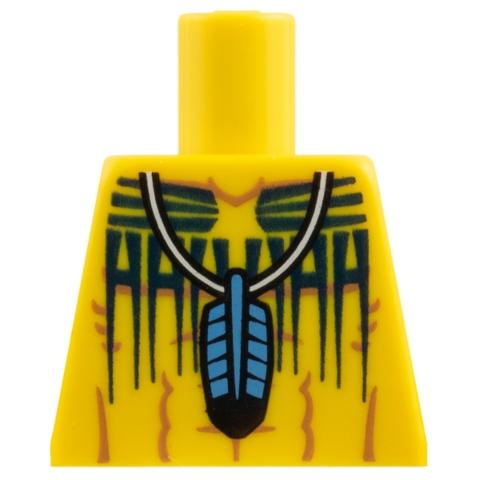 Torso Western Indians Blue Feather Pendant and Black Body Paint Pattern - Part - 973pb1401 - Yellow - used - Qty:1