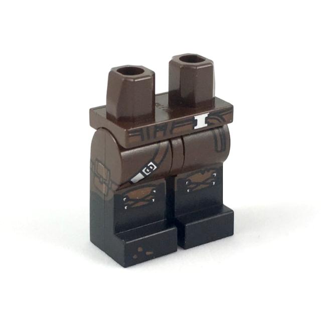 Hips and Legs with Molded Black Lower Legs / Boots and Printed Reddish Brown Belt and Strap with Silver Buckles Boot Tongues with Laces and Pouch on Right Side Pattern - Part - 970c00pb0898 - Dark Brown - used - Qty:1
