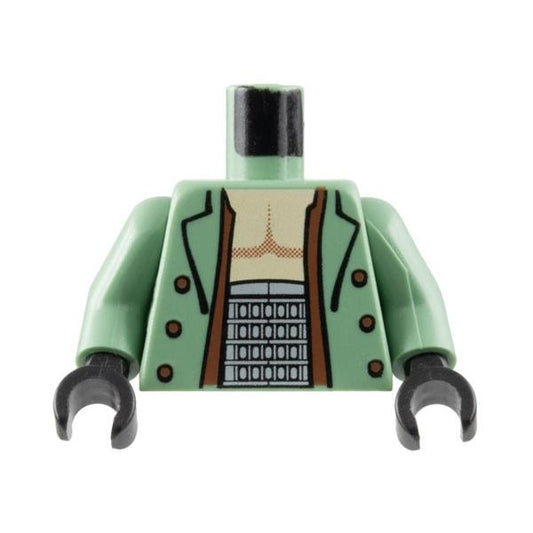 Torso Spider-Man Dr. Octopus Open Shirt Pattern / Sand Green Arms / Black Hands - Part - 973pb0326c01 - Sand Green - used - Qty:1