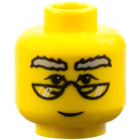 Minifigure Head Glasses with HP Dumbledore Pattern - Part - 3626pb0003 - Yellow - used - Qty:1