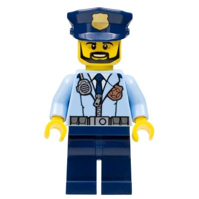 Police - City Officer Zipper Jacket and Badge Prison Island Police Chief - Minifigure - New