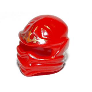 Minifigure Headgear Ninjago Wrap Type 1 with Dark Red Gold and Orange Flames Fire Energy Pattern - Part - 98133pb05 - Red - used - Qty:1