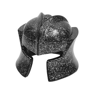Minifigure Headgear Helmet Castle Barbute with Angled Cheek Protection - Part - 48493 - Speckle Black-Silver - used - Qty:1