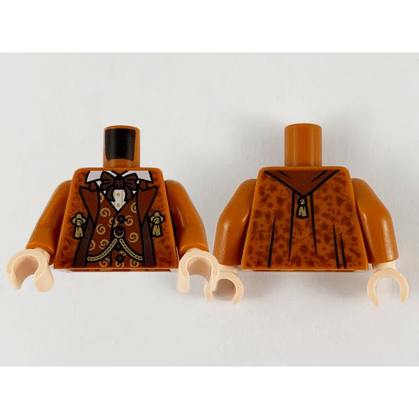 Torso Jacket with Reddish Brown Lapels and Vest Dark Brown Bow Tie and Trim Gold Chain and Tassels Pattern / Dark Orange Arms / Light Nougat Hands - Part - 973pb3983c01 - Dark Orange - used - Qty:1