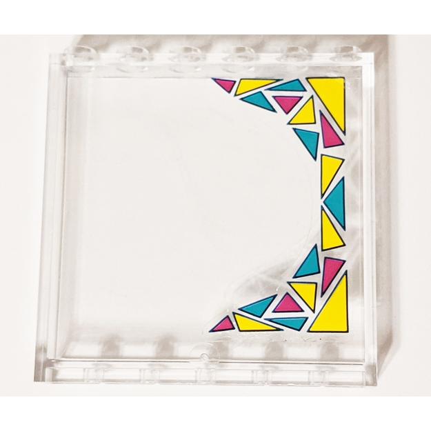 Panel 1 x 6 x 5 with Dark Turquoise Magenta and Bright Light Orange Triangles Pattern Model Left Side (Sticker) - Set 41344 - Part - 59349pb224l - Trans-Clear - used - Qty:2