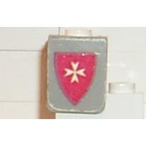 Minifigure Vest with Shield with White Maltese Cross on Red Background Pattern (Stickers) - Sets 375-2 / 6075-2 - Part - 3840pb04 - Light Gray - used - Qty:1