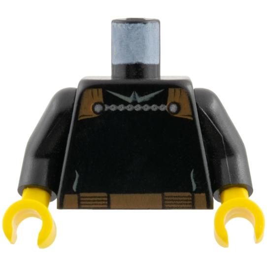 Torso SW Cape Chain Clasp and Belt Pattern (Dooku) / Black Arms / Yellow Hands - Part - 973px159c01 - Black - used - Qty:1