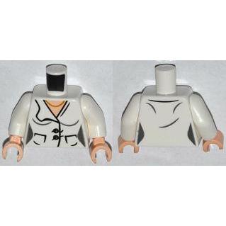 Torso Female Suit Jacket with 2 Pockets Buttons and Gold Necklace Pattern / White Arms / Light Nougat Hands - Part - 973pb1396c01 - White - used - Qty:1