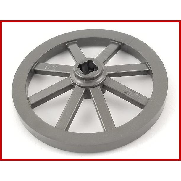 Wheel Wagon Large 33mm D. Hole Notched for Wheels Holder Pin - Part - 4489b - Pearl Dark Gray - used - Qty:8
