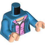 Torso Female Jacket over Bright Pink Hoodie White T-Shirt and Light Nougat Neck Pattern / Dark Azure Arms / Light Nougat Hands - Part - 973pb5089c01 - Dark Azure - used - Qty:1