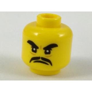 Minifigure Head Black Thick Eyebrows and Moustache Angry Expression Pattern - Part - 3626pb1906 - Yellow - new - Qty:1