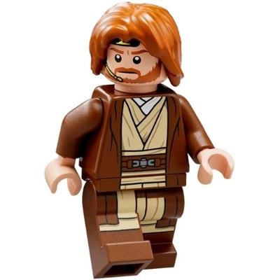 Obi-Wan Kenobi - Reddish Brown Robe Dark Orange Mid-Length Tousled with Center Part Hair - Minifigure - New