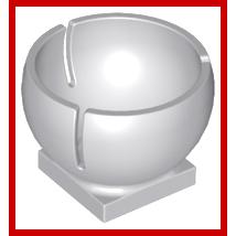 Cylinder Hemisphere 3 x 3 Ball Turret Socket with 2 x 2 Base - Part - 44358 - Light Bluish Gray - used - Qty:1