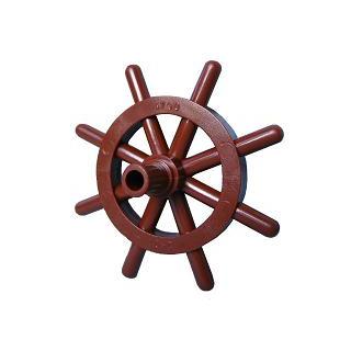 Boat Ship's Wheel without Slots in Pin - Part - 4790a - Reddish Brown - used - Qty:1