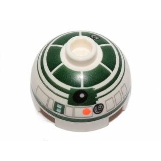 Brick Round 2 x 2 Dome Top with Dark Green Pattern (R2-X2) - Part - 553pb018 - White - used - Qty:1