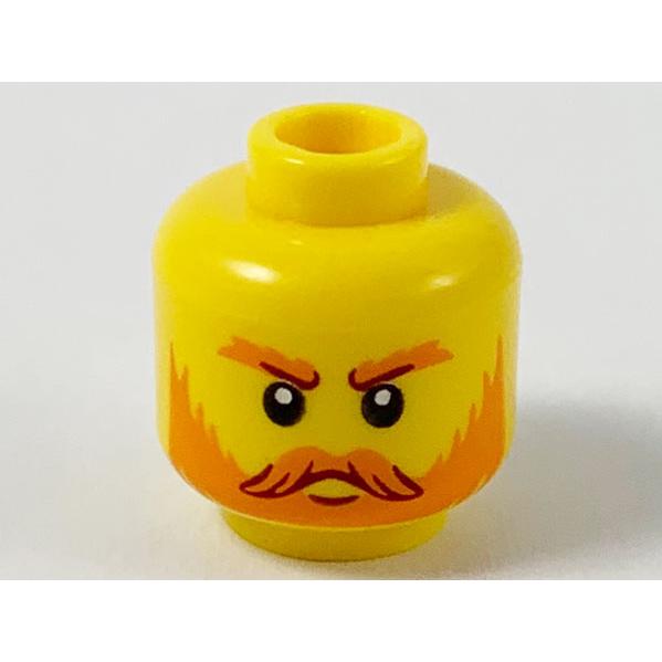 Minifigure Head Orange Eyebrows Moustache and Beard Dark Red Highlights Pattern - Part - 3626pb2602 - Yellow - used - Qty:1