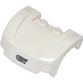 Vehicle Mudguard 3 x 4 x 1 2/3 Curved Front with Gray 'CITY' on White Background Pattern (Sticker) - Set 60057 - Part - 98835pb008 - White - used - Qty:1