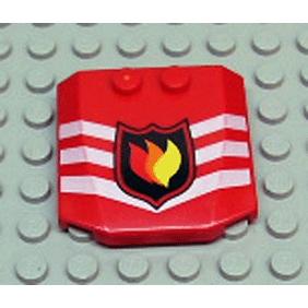 Wedge 4 x 4 x 2/3 Triple Curved with Fire Logo Badge and 3 White Chevrons Pattern - Part - 45677px1 - Pick a color - used - Qty:1