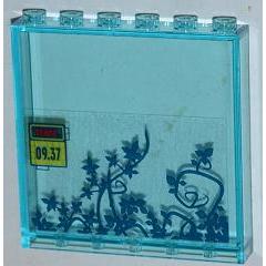 Panel 1 x 6 x 5 with Ivy Plants 'TEMP.' and '09.37' Pattern (Sticker) - Set 6860 - Part - 59349pb056 - Trans-Light Blue - used - Qty:1