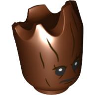 Minifigure Head Modified Groot Pattern - Part - 37598pb01 - Reddish Brown - used - Qty:1