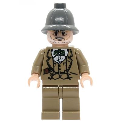 Professor Henry Jones Sr. - Dark Bluish Gray Pith Helmet Diary in Pocket - Minifigure - Used