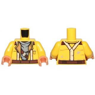 Torso SW Jacket with Suspenders and Gray Undershirt Pattern (Rowan) / Yellow Arms / Nougat Hands - Part - 973pb2499c01 - Yellow - used - Qty:1