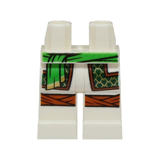 Hips and Legs with Bright Green Sash Robe Ends with Dark Green and Gold Trim Dark Orange Knee Wrappings Pattern - Part - 970c00pb1599 - White - used - Qty:1