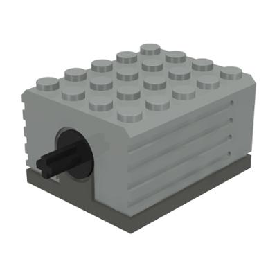 Electric Motor 9V 5 x 4 x 2 1/3 with Black Axle and Dark Gray Base - Part - 2838c01 - Light Gray - used - Qty:1