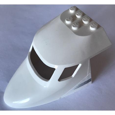 Aircraft Fuselage Forward Top Curved 6 x 10 x 4 with 3 Window Panes with Black Dotted Stripe Pattern on Both Sides (Stickers) - Set 60102 - Part - 87613pb015 - White - used - Qty:1
