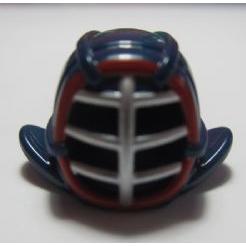 Minifigure Headgear Helmet Ninjago Kendo with Silver Grille Mask and Dark Red Trim Pattern - Part - 98130pb02 - Dark Blue - used - Qty:1