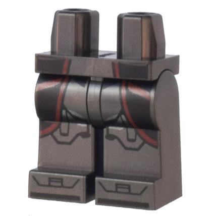 Hips and Legs with SW Clone Trooper Armor with Black Panels and Dark Red Lines Pattern - Part - 970c00pb1322 - Pearl Dark Gray - new - Qty:1