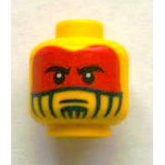 Minifigure Head Face Paint with Red War Paint Pattern - Part - 3626pb0917 - Yellow - new - Qty:1