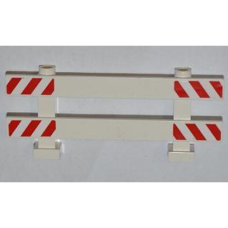 Fence 1 x 8 x 2 2/3 with Red and White Danger Stripes Pattern on Ends (4 Stickers) - Set 4434 - Part - 6079pb04 - White - used - Qty:1