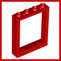 Door Frame 1 x 4 x 4 Lift - Part - 6154 - Red - used - Qty:5