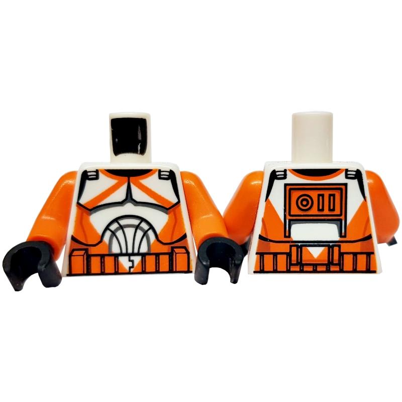 Torso SW Armor Clone Trooper with Orange Markings Pattern (Clone Wars) / Orange Arms / Black Hands - Part - 973pb0760c01 - White - used - Qty:1
