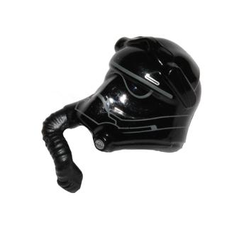 Minifigure Headgear Helmet with Respiratory Pipe and SW Ep. 7 TIE Fighter Pilot First Order with Two White Lines Pattern - Part - 21557pb01 - Black - used - Qty:1