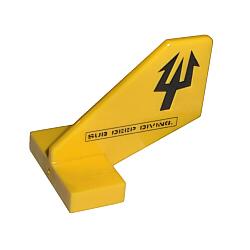 Tail Shuttle Small with Black Trident and Sub Deep Diving Text Pattern on Both Sides (Aquaraiders II) - Part - 44661pb001 - Yellow - used - Qty:3