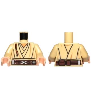 Torso SW Layered Shirt Brown Belt Pattern and Padawan Braid Pattern (Obi-Wan) / Tan Arms / Light Nougat Hands - Part - 973pb1241c01 - Tan - used - Qty:1