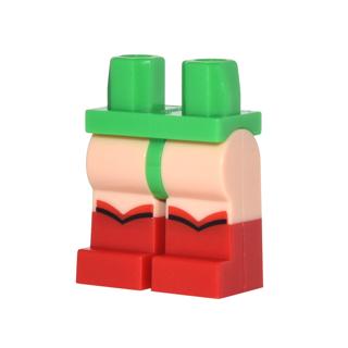 Hips and Light Nougat Legs with Red Boots Pattern - Part - 970c90pb07 - Bright Green - used - Qty:1