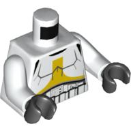 Torso SW Armor Stormtrooper Detailed Armor with Yellow Marking without Shoulder Belts Black Backpack with White Cylinders on Back Pattern / White Arms / Black Hands - Part - 973pb4507c01 - White - used - Qty:1