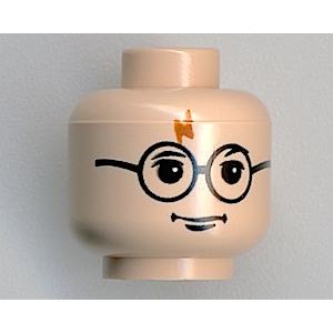 Minifigure Head Glasses with Lightning Bolt on Forehead Pattern (HP Harry Potter) - Part - 3626px94 - Light Nougat - used - Qty:1