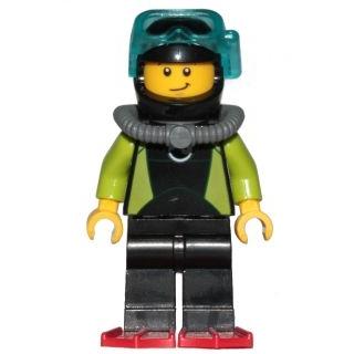 Coast Guard City - Diver Black Wetsuit with White Logo - Minifigure
