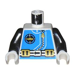 Torso Aquazone Aquanaut Sub Logo Zipper and Weight Belt Pattern / Black Arms / White Hands - Part - 973px170c01 - White - used - Qty:1