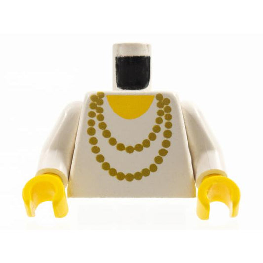 Torso Necklace Gold and Yellow Undershirt Pattern / White Arms / Yellow Hands - Part - 973p72c01 - White - used - Qty:1