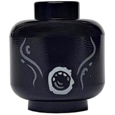 Minifigure Head Alien Dementor with Light Bluish Gray Cheek Lines and Round Mouth Pattern - Part - 3626pb2177 - Black - used - Qty:1